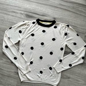 Women’s Pol-ka-dot sweater by Embossed Sz M White/Black
